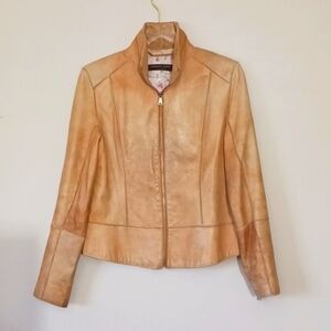 Andrew Marc Tan Leather Jacket, Size M